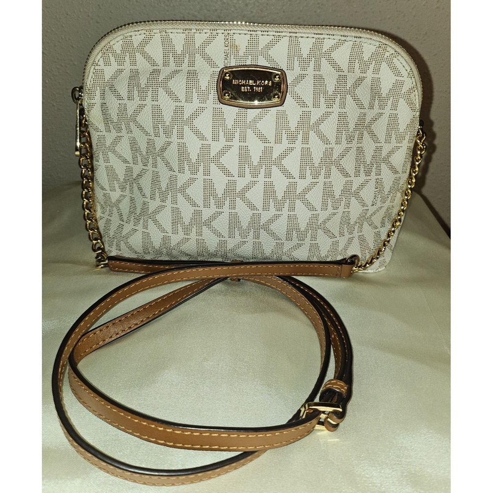 Michael Kors Cindy Large Dome Crossbody Bag "Vanilla"  MK‎ Logo